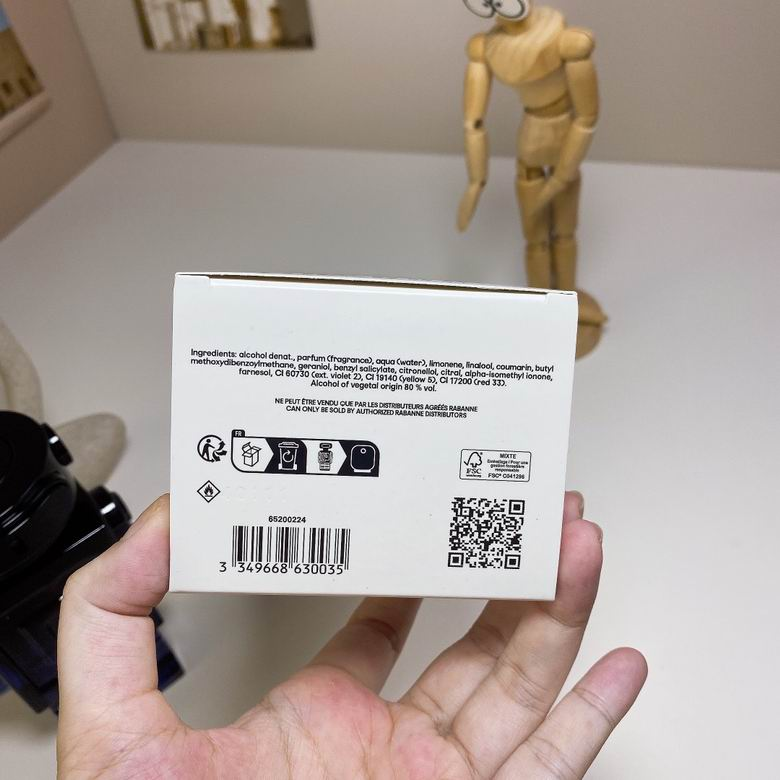 Rabanne Phantom Intense box back with ingredients and barcode